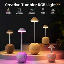 1 pieza Lámpara de escritorio LED moderna, lámpara de mesa LED recargable inalámbrica para interiores, luz nocturna de mesa de noche, diseño creativo de vaso, 3 temperaturas de color y 7 ajustes de colores RGB, carga USB, batería recargable de 1200mAh, uso en interiores, sin necesidad de montaje, luz nocturna extensible - lámpara de ambiente para mesita de noche - Multicolor - Ver 5