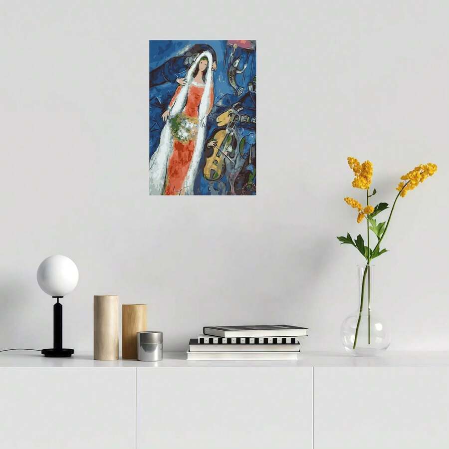 Marc Chagall's La Mariee - Vintage Minimalist Canvas Art Poster, Unframed Wall Decor For Living Room & Bedroom - Multicolor - View 1