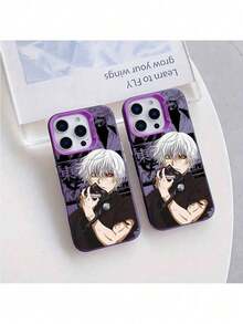 Custodia per telefono Anime Hot-Bloody cartoni animati Kaneki Ken per iPhone 16, 15, 14, 13, 12, 11 Pro Max, X, XR, XS Max, 8, 7 Plus - Retro opaco antiurto - Nero trasparente - Visualizzare 2