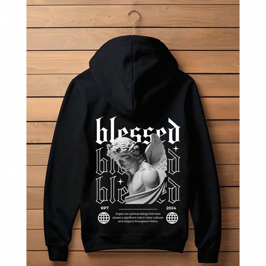 Men's Respect Angel Streetwear Sweatshirt Launch 2024 Immediate Shipping - Black - View 1