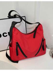 Women's Large Nylon Shoulder Bag Casual Capacity Lightweight Messenger Bag[1637] - Đỏ - Xem 2