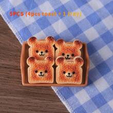 5 Pieces Mini Simulated Toast With Bear-Themed Design - 4 Adorable Styles, Durable ABS Resin, Perfect For DIY/OB11/BJD/Dollhouse Accessories And Miniature Scenes, Home Kitchen Decor, Mini Kitchenware, Joke Design, Detailed Craftsmanship, Dollhouse Accessories, Doll Accessories, Dollhouse Components - Multicolor - View 6