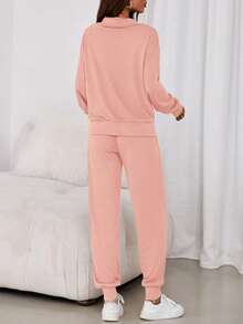 Women's Fall 2 Piece Lounge Sets Zip Up Sweatshirt Jogger Pants Sweat Track Suits Travel Going Out Outfit Winter Clothing Vacation  Spring Outfits For Women - Hồng - Xem 2