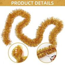 MEHELANY 5/3Pcs Plastic Shiny Tinsel Garland, 2M 6.56FT Christmas Decoration Artificial Plants, Gold Artificial Hanging Decorations For Christmas, Wedding, Birthday, Party Supplies, Room Decoration, Celebration, Wedding, New Year Decoration