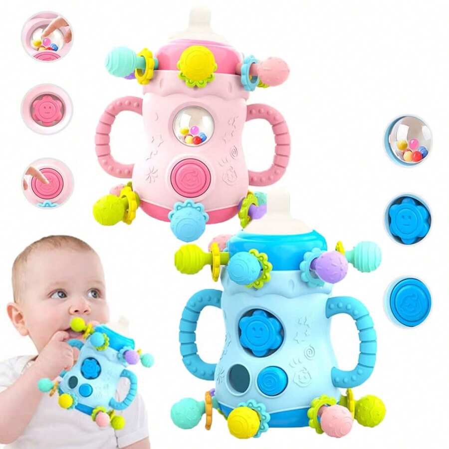 1 Stück Montessori Spielzeug, Sensorisches Spielzeug für Kleinkind Silikon Ziehschnur Aktivitätsspielzeug, Reisespielzeug für Babys, Jungen und Mädchen im Alter von 0-3+ Jahren - Verschiedenfarbig - Übersicht 1