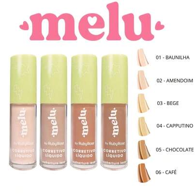 Corretivo Líquido Cobertura Melu by Ruby Rose HB8104-3 Bege