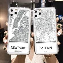 Transparent World Map Travel Country Sketch City Soft Phone Case For  7 8 Plus 12 13 Mini 11 Pro Max XS Max XR X SE 2020, Cover Compatible With  17 Case,  17 Pro Case,  17 Pro Max Case - rõ ràng NEW YORK - Xem 3