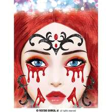 Fiestas Guirca Decoração de Fantasia para Festas e Eventos, Pintura Facial e Corporal com Design de Sangue e Estilo Gótico, Ideal para Celebrações de Halloween, Disfarces de Vampiro, Cosplay de Horror e Artesanato Criativo - Multicolorido - Ver 5