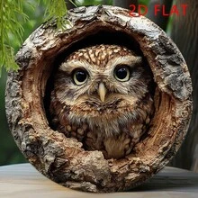 1 件复古猫头鹰锡画，圣诞装饰，松鼠桌面装饰摆件，花园标志，适合花园、客厅、办公室、礼物，猫头鹰爱好者收藏