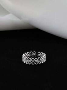 1pc Adjustable Knuckle Ring For Women, Creative Personalized Hollow Floral Lace Design