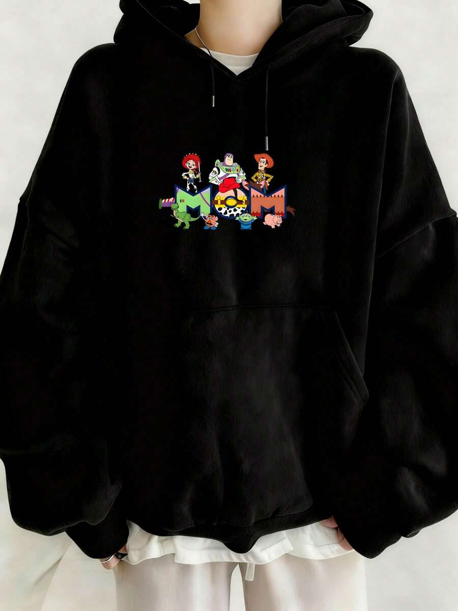 [Disney Authorized] Oversized Hoodie Sweatshirt For Women With Mickey Mouse And Friends Graphic Print Casual Comfortable Pullover Hoodie Autumn Winter Essential Cozy Streetwear Outfit - Black - View 1