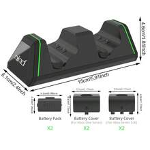 Estación de carga rápida para controladores X-ONE/S/X X-Serise S/X, 1 base de carga*2 baterías de 800mAh*4 cubiertas de batería, solo toma 2.5 horas cargar 2 controladores, lo que puede extender el tiempo de juego en reuniones familiares y fiestas de juegos - Negro - Ver 3