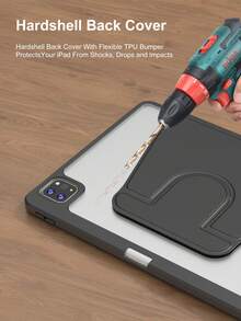 适用于第 11 代 iPad (A16) 2025、10.9 英寸第 10 代、Air 11/13 英寸、M2/M3 2024、Pro 11/13 英寸、M4 2024、Air 4、第 5 代 10.9 英寸、第 5/6 代 9.7 英寸、第 7/8/9 代 10.2 英寸、Pro 11/12.9 英寸的 360° 旋转保护壳，采用 PMMA 和 PU 皮革材质，黑色。 - 黑色 - 查看 9