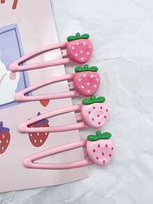 4/8pcs/Set Fashionable Cute Strawberry Fruit Bangs Hair Clips Claw Clips Hair Claws Hair Barrettes, Hair Accessories - Nhiều màu - Xem 3
