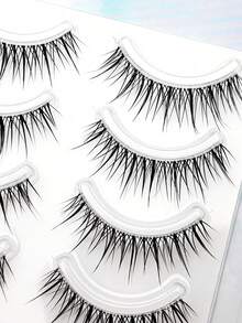 10pcs/Pack Lightweight Luxury Thai Style False Eyelashes, Natural Transparent Lash Strip, Super Realistic For Beginners Strip Lashes,Lashes,Eyelashes,Fake Lashes - Black - View 4