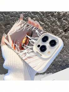 Anime Design - Weißes Haar Orange Augen Soldatenmuster Handyhülle, geeignet für iPhone 16ProMax 16Pro 16Plus 16 15ProMax 15Pro 15Plus 15 14ProMax 14Pro 14Plus 14 13ProMax 13Pro 13 12ProMax 12Pro 12 11ProMax 11Pro 11 X Xs Xr XsMax, modische Handy Stoßdämpferhülle