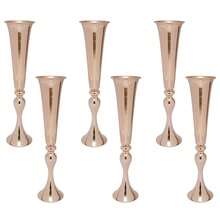 SHIOUCY 6 Stück Metall Trompeten vase, Gold Geblühte Trompetenvase, 13 * 56.5cm Blumenvase für Hochzeitsfeiern Jubiläum Party Zeremonie Heimdekoration - Gold - Übersicht 7
