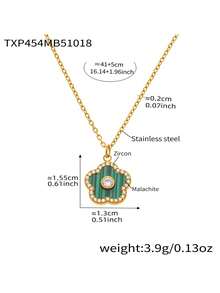 1pc 18K Gold Plated Stainless Steel 5-Leaf Flower Cubic Zirconia Necklace & Bracelet Jewelry Set, Suitable For Daily Wear And Gifting, Valentine's Day, Birthday, Mother's Day