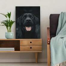 1pc Canvas Print Poster - Black Labrador Portrait, Modern Minimalist Wall Art, Decorative Painting For Bedroom, Living Room, Hallway - Durable Fabric Material, Unframed - Multicolor - View 1
