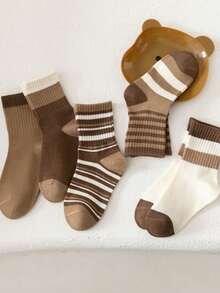 5 pares de calcetines gruesos de lana merina con rayas para niños, otoño/invierno - Multicolor - Ver 13