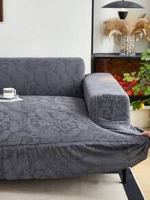 1pc Jacquard Paisley Pattern Stretch Sofa Cover, Dust-Proof And Dirt-Resistant, Elastic One-Piece Full Coverage Sofa Protector, Home Decor, Machine Washable, Pillow Cover Not Included - Grey - View 7