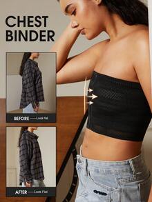 1件装女士胸部压缩背心，拉链式胸部束缚带，可调节无缝胸部平整/女同性恋胸部束缚上衣