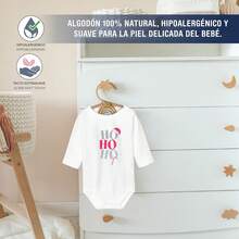BABIDU Body Bebé de Natal Manga Longa 100% Algodão, Especial Minha Primeira Natal, Design Natalício Original e Suave, Ideal para Oferecer, Roupas Bebé Unisex - FRASE HO HO HO - Ver 7