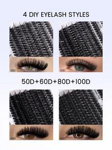 CMAYOME 640/624/60 Cluster False Eyelashes, Personal False Eyelash Book, High Capacity False Eyelashes, 9-16mm Mixed Length Eyelash Set, Beginner DIY Home Eyelash Extension Kit, Eyelash Cluster, Individual False Eyelashes, Suitable For Daily Commute, Dates, Music Festivals, Enlarges The Eyes - D - View 7