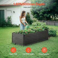 Metal Raised Garden Bed, 6 X 3 X 2 Ft Outdoor Galvanized Planter Box, With Open Bottom, Large Planter Raised Bed For Gardening Vegetables, Flowers, Herbs, And Succulent Plants, Dark Gray - 6 x 3 x 2 英尺 - 查看 2