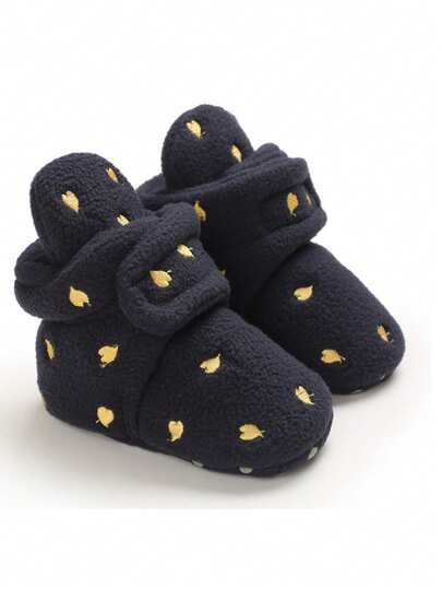 Modische dicke Schneestiefel für Säuglinge, Neugeborene Stern Stickerei warme Vorläufer Stiefel