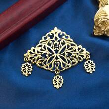 1 pezzo Elegante spilla araba del Sahara per donne mature, fermaglio per sciarpa/foulard, design floreale in metallo traforato, gioiello algerino marocchino per matrimoni e feste