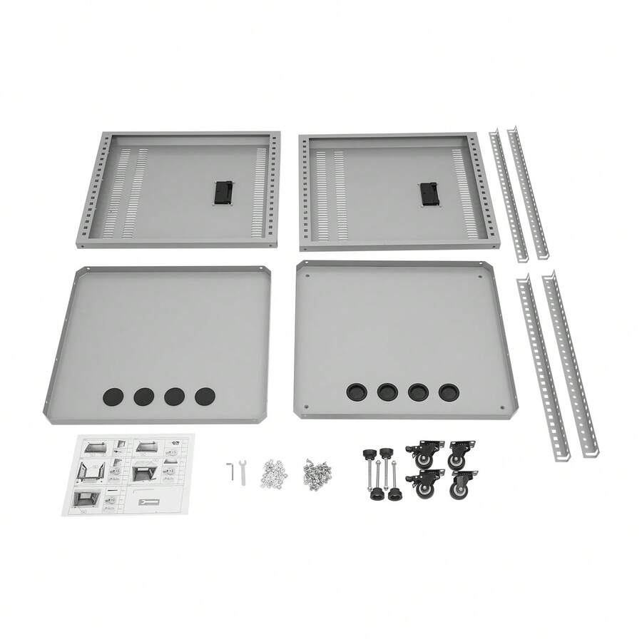 OUKANING Professional Open Computer Music Mixer Studio Rack Stand 12U Computer Server Rack For Stage,Audio System Rack Case Metal Installation Rackmount With Casters For Sound Equipment,Server Rack Cabinet, Rolling Studio Rack Case - Grey - View 1