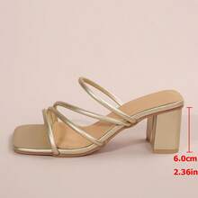 Nuevos tacones altos de verano con diseño de correa transparente francesa, elegante, de moda, casual, versátil y cómodo, adecuado para citas, viajes y trayectos - Dorado - Ver 9