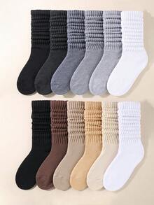 6 Pairs Slouch Socks, For Toddler Infant Girls, Long Crew Socks For Kids Children, Back To School Scrunch Socks, Kids Knee High Socks, Soft Autumn Winter Warm Stacked Boot Socks, Halloween Decor Thanksgiving Christmas Xmas Gift