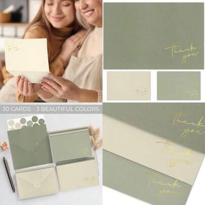 Beautiful Thank You Cards Set Of 30 With Envelopes And Stickers Elegant Blank Cards For Personalized Notes Perfect Bulk Stationary Set For All Occasions Incl. Weddings Business And Baby Showers
