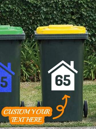Anpassade klistermärken med soptunnor - Personifiera din soptunna med husnummer och gatunamn, horisontell design för enkel identifiering, 10x15cm, försegling, självhäftande, högkvalitativ, modern, personlig, unik, perfekt present till honom, henne, pojkvän, flickvän, pappa, mamma, familj, vänner för inflyttningshemmet