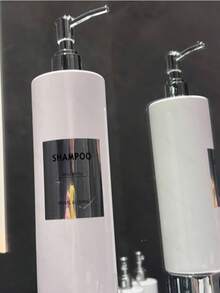 3 件/套 - 500 毫升，圆柱形瓶形，高品质美观白色，搭配银色防水分类贴纸，理想的家居收纳用品，适用于洗手液、洗衣液、洗发水、沐浴露等感光产品，适用于酒店、浴室、住宅和度假租赁 - 白色 - 查看 6