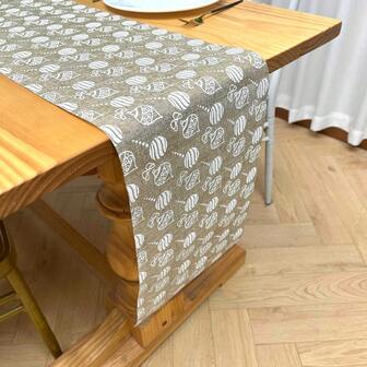 1개 270cm*28cm 눈송이 & 솔방울 크리스마스 트리 시리즈 테이블 러너, 심플한 린넨 스타일 직사각형 장식 테이블 러너, 겨울철 식사, 파티, 가정용