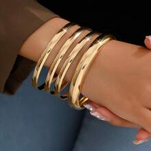 4pcs Thin Metallic Glossy Bangle Bracelets, Suitable For Holiday Parties, Dance Parties And Dates, Elegant Gift For Girlfriend
