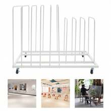 Art Storage Rack With Wheels, Rolling Art Painting Drying Rack 9 Section Metal Storage Stand For Canvas Drawing Boards Panels Prints - White - View 11