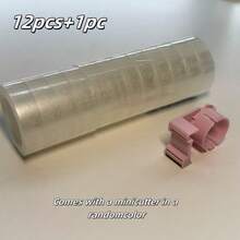 2/7/13pcs Transparent Tape Dispenser Set, Transparent Tape Refills, Office Tape Dispenser, Each Roll Width 1.2cm (Approx. 0.47 Inches) Length 25m (Approx. 984 Inches), Suitable For Home, School, Winter, New Year, Holidays, Crafts, Gift Wrapping, Back To School - Multicolor - View 7