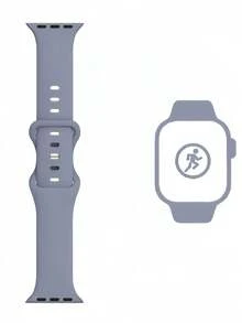 1件中性時尚休閒純色矽膠蝴蝶扣錶帶，適用於 38mm 40mm 41mm 45mm 46mm 44mm 42mm 49mm，柔軟舒適防水腕帶，相容 Series SE 8/7/6/5/4/3/2/1，智慧手錶錶帶替換配件 - 薰衣草灰 - 查看 4