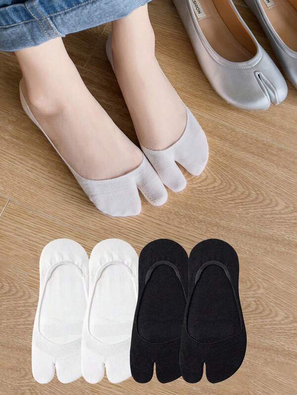 4 Pairs Toe Separator Socks, Breathable Thin Invisible Non-Slip Loafer Socks
