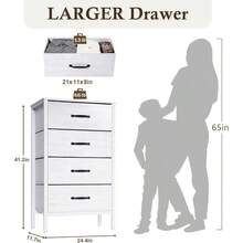 White Drer For Bedroom With 4 Drawers Storage Cabinet For Closet Living Room Nursery Hallway Fabric Chest Of Drawers For Clothes With Metal Frame Wooden Board - 白色 - 查看 4