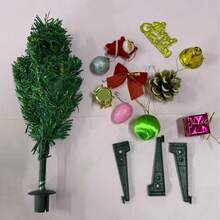 1 pieza, Árbol de Navidad artificial de abeto canadiense con Body completo con soporte de plástico, decoración de escena, decoración de habitación, decoración del hogar, decoración de fiesta navideña, decoraciones navideñas. Los accesorios y colores de la bolsa decorativa se seleccionan al azar.