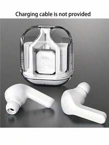 1 Transparent TWS Wireless Bluetooth Earphone, Stereo Wireless Earphone, LED Battery Display, Type-C Charging Case Compatible With All Smartphones, Suitable For Gaming, Music, Outdoor Sports/Business, Adult Use, Capacitive Microphone, Rechargeable 150mAh Battery, Polymer Lithium-Ion