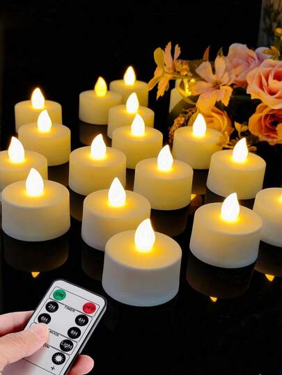 6/12/24pcs Flameless LED Candles, Battery Operated Tea Lights, Candle Lamps, Romantic Candles, 400+ Hours Flickering Flameless Battery Powered LED Candles With Remote Control, 3D Flame Effect, Suitable For Wedding, Birthday Party Decor, Home Decor, Centerpiece, Candle Warmer, Christmas, Fake Candles, Home Decor, LED Candles, Fake Candles, Candle Lamps, Gifts