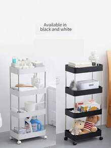 1pc Multi-Layer Movable Makeup Organizer Rack With Wheels For Kitchen, Living Room, Bedroom, Bathroom, Floor-Standing Multi-Compartment Storage Rack, Rolling Cart Display Stand, Versatile Home Organization Solution For Cosmetics, Skincare, Toiletries And Pantry Items - Multicolor - View 2