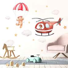 1Pc Cartoon Cute Bear And Plane Wall Stickers Waterproof Removable PVC Room Kindergarten Home Decoration Wall Decals - Multicolor - View 18