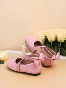 1 Pair Fashion Flat Shoes For Infants, New Kids Flat Shoes, Girls Flabowknotot Shoes - Pink - View 3